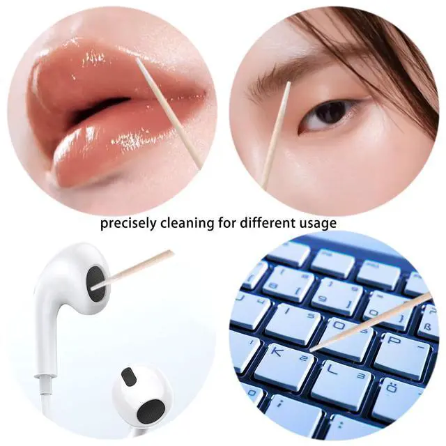 Alt view image 6 of 7 - 200PCS Precision Tip Cotton Swabs with Wooden Sticks, Pointed Tip Cotton Swabs for Nail Polish Touch Up, Disposable Makeup Applicators, Cotton Sticks for Makeup, Microblading Supplies