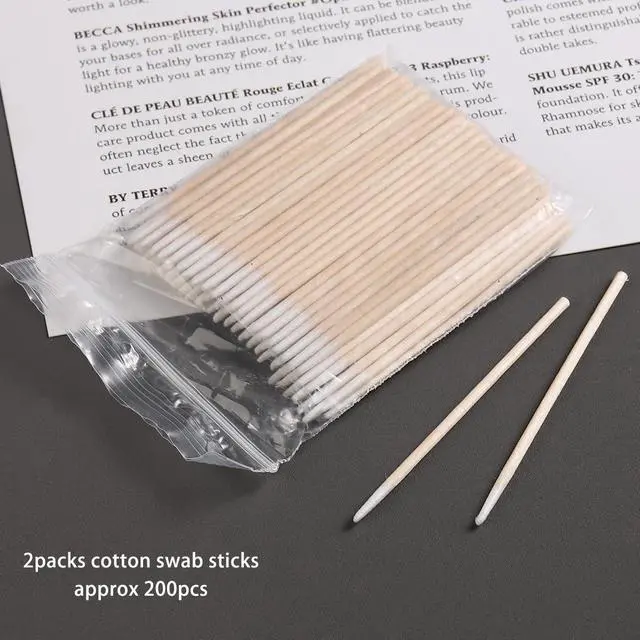 Alt view image 2 of 7 - 200PCS Precision Tip Cotton Swabs with Wooden Sticks, Pointed Tip Cotton Swabs for Nail Polish Touch Up, Disposable Makeup Applicators, Cotton Sticks for Makeup, Microblading Supplies