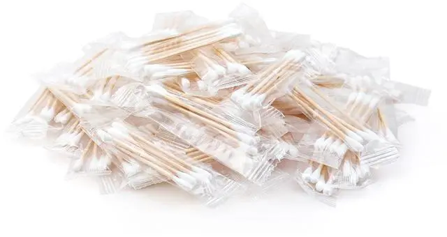 Main image of 100 Pack Cotton Swabs, Individually Wrapped Cotton Swab, Individually Wrapped Double Tipped Wooden Sticks for Ear, Make-up(4pcs per Bag, 100 Bags, Double Round End)