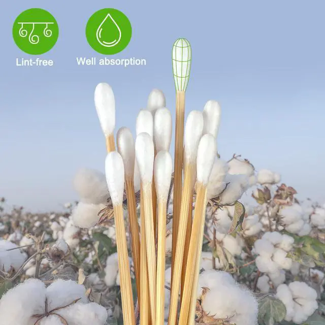 Alt view image 5 of 7 - 200 Pcs 6 Inch Long Cotton Swabs with Double Round Tips, Sturdy Bamboo Sticks, Soft & Absorbent Cotton Tipped Applicators for Cleaning Dog Ear, Gun and Hard-to-reach Areas, Makeup, Crafting