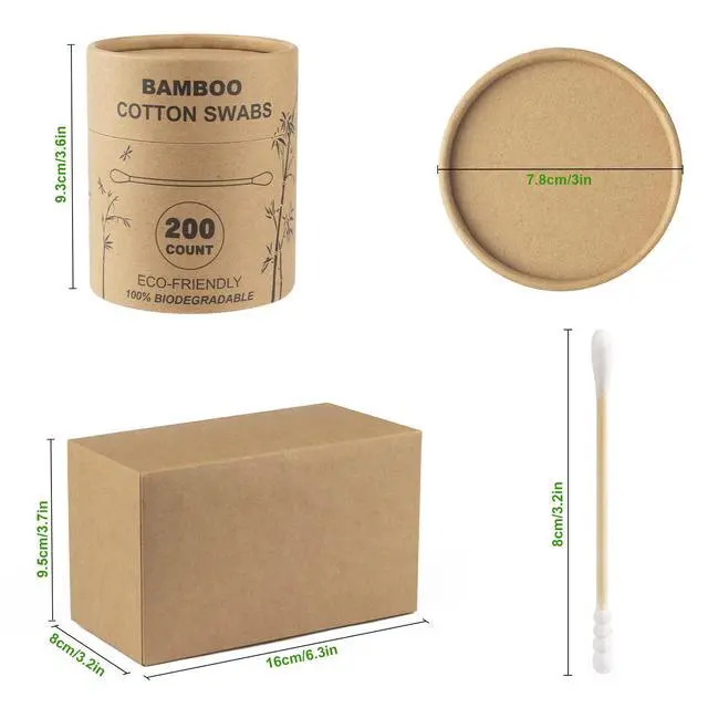 Alt view image 6 of 7 - Bamboo Cotton Swabs 400 Count - Spiral&Round Double Tips Cotton Swabs, Organic Wooden Cotton Buds for Ears, Natural Bamboo Ear Wax Removal Sticks for Cleaning, Makeup, Travel