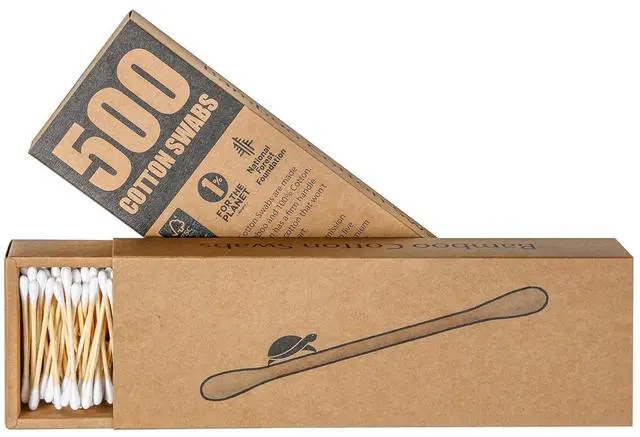 Main image of Bamboo Cotton Swabs (500 Count) - Vegan, Eco Friendly, Organic, Double Tips, Plastic Free Wooden Ear Sticks, All Natural 100% Biodegradable Cotton Buds