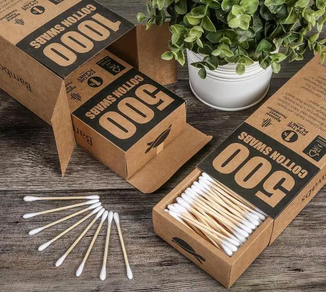 Alt view image 6 of 6 - Bamboo Cotton Swabs (500 Count) - Vegan, Eco Friendly, Organic, Double Tips, Plastic Free Wooden Ear Sticks, All Natural 100% Biodegradable Cotton Buds