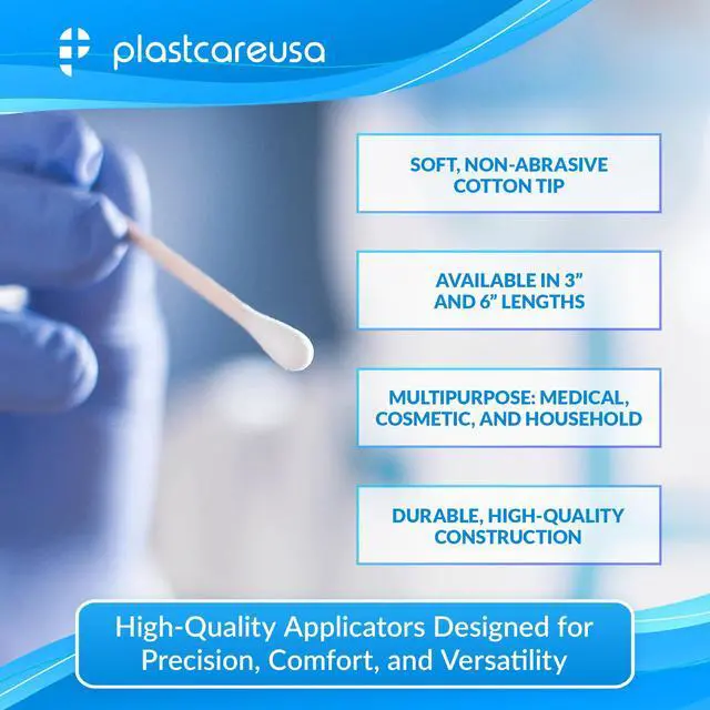Alt view image 3 of 7 - Cotton Tipped Applicators 3 Inch - Non Sterile Cotton Swabs with Wooden Sticks - Medical Cotton Tip Applicator for Multiple Uses (1000 Pack)
