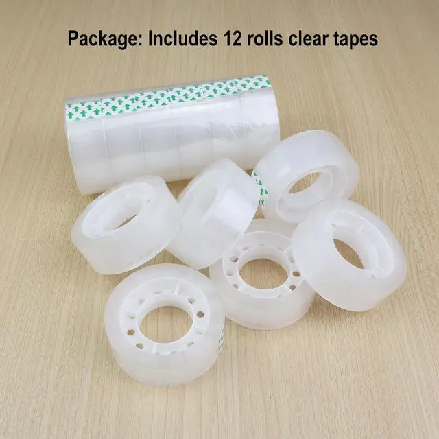Alt view image 2 of 5 - 12 Rolls Transparent Tape Clear Tape Refills Rolls,3/4 x 1000 Inches,1 inch Core,for Office, Home, School (12)