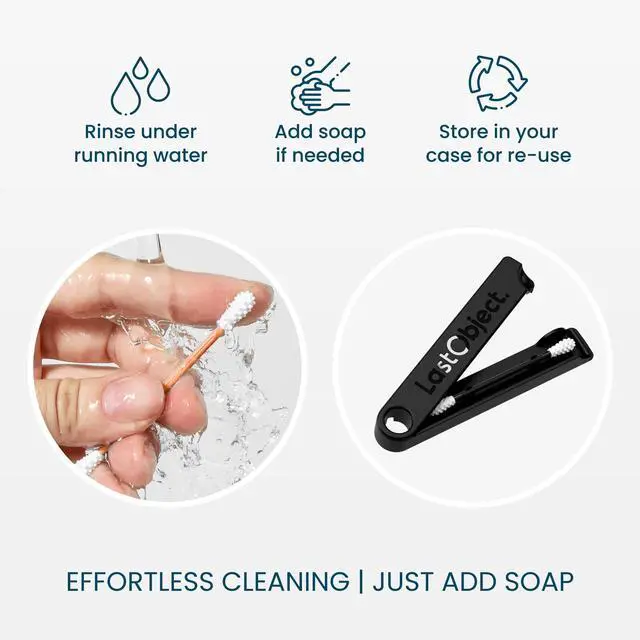 Alt view image 2 of 7 - ® Reusable Cotton Swabs for Ear Cleaning - The Sustainable and Sanitary Alternative to Single-Use Q Tips - Zero Waste and Easy to Clean - Comes with a Convenient Travel Case Holder - Black
