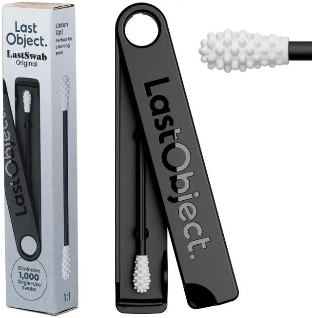 Main image of ® Reusable Cotton Swabs for Ear Cleaning - The Sustainable and Sanitary Alternative to Single-Use Q Tips - Zero Waste and Easy to Clean - Comes with a Convenient Travel Case Holder - Black