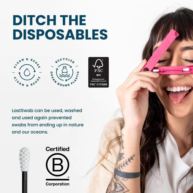 Alt view image 6 of 7 - ® Reusable Cotton Swabs for Ear Cleaning - The Sustainable and Sanitary Alternative to Single-Use Q Tips - Zero Waste and Easy to Clean - Comes with a Convenient Travel Case Holder - Black