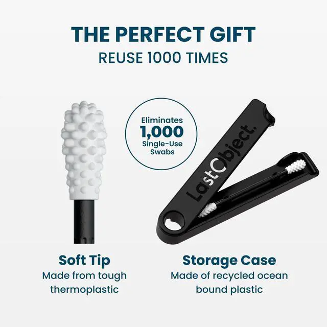 Alt view image 4 of 7 - ® Reusable Cotton Swabs for Ear Cleaning - The Sustainable and Sanitary Alternative to Single-Use Q Tips - Zero Waste and Easy to Clean - Comes with a Convenient Travel Case Holder - Black