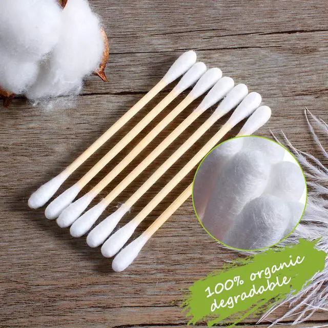 Alt view image 4 of 7 - Bamboo Cotton Swab 1000PCS Double Cotton Buds bamboo Cotton Bud Eco organic bamboo ear swab for Ear Skin Jewelry Art Pet Cleaning Craft Paper Packaging (5 PACKS OF 200 STICKS)