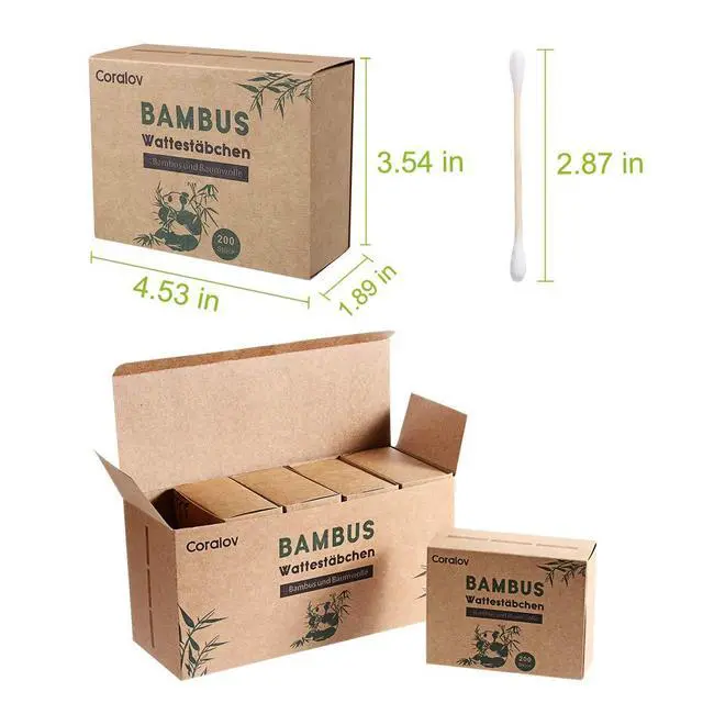 Alt view image 7 of 7 - Bamboo Cotton Swab 1000PCS Double Cotton Buds bamboo Cotton Bud Eco organic bamboo ear swab for Ear Skin Jewelry Art Pet Cleaning Craft Paper Packaging (5 PACKS OF 200 STICKS)