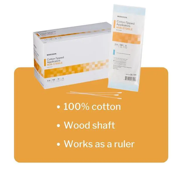 Alt view image 2 of 7 - Cotton-Tipped Applicator Swabstick, Non-Sterile, 6 in, 100 ct