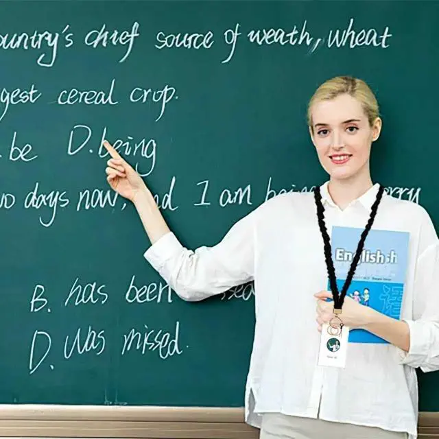 Alt view image 6 of 7 - 2 Sets Stretchy Scrunchie Lanyards Teacher, Cute Black Lanyards for ID Badges with Phone Lanyard & Keychain for Teachers, Nurses, Office & School