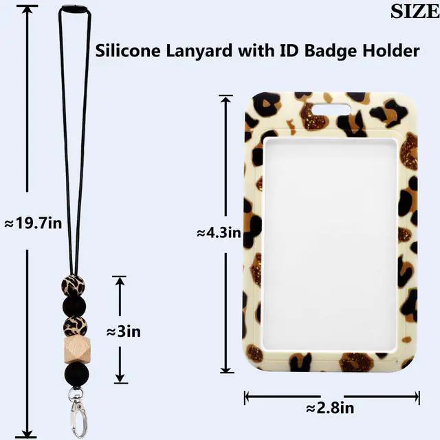 Alt view image 2 of 7 - ID Badge Holder with Silicone Beaded Breakaway Lanyard Positivity Necklace Lanyards Name Tag Badge Holder for Women Nurses Office School Vertical Teacher Key Chain