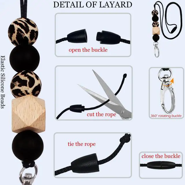 Alt view image 4 of 7 - ID Badge Holder with Silicone Beaded Breakaway Lanyard Positivity Necklace Lanyards Name Tag Badge Holder for Women Nurses Office School Vertical Teacher Key Chain