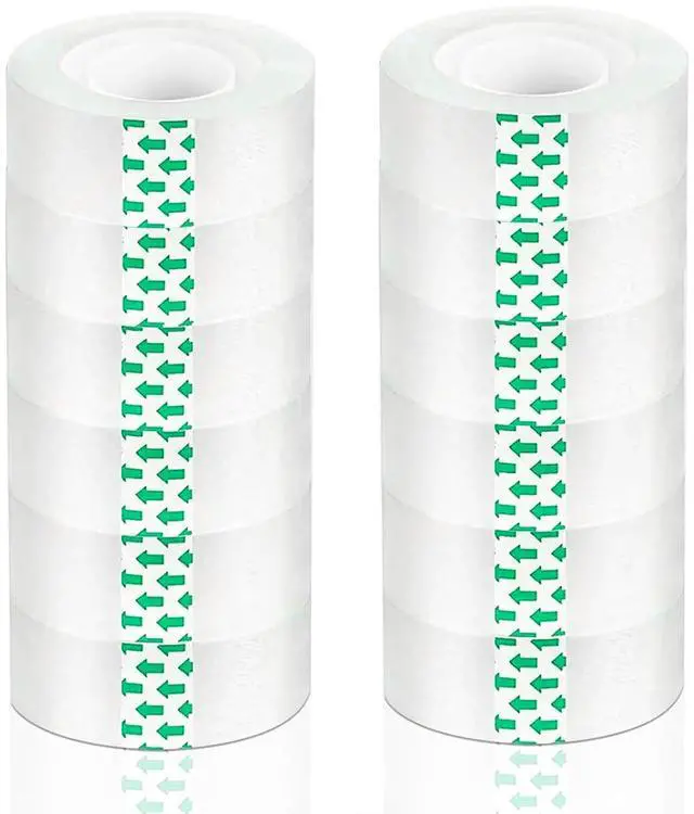 Main image of 12 Rolls Transparent Tape Refills, Clear Tape, Gift Wrap Tape 3/4 Inch x 1000 Inch, Clear Tape Refill Rolls for Gift Wrapping, Home, School Office Supplies