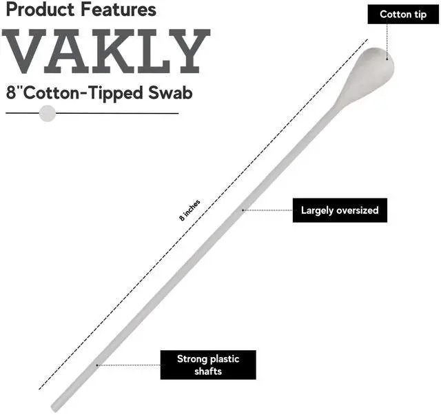 Alt view image 2 of 7 - Oversized Cotton Tipped Applicators 8" (100 Pack) Large 1/2" Swab Extra Long Cotton Swabs with Plastic Shaft, Non-Sterile Applicator Sticks