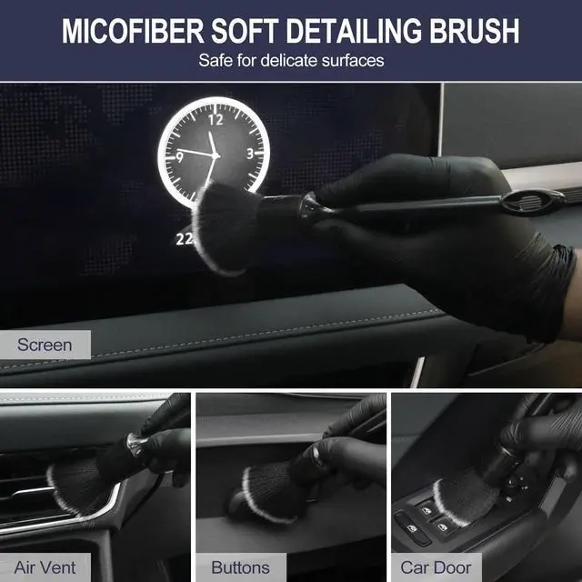 Alt view image 3 of 7 - 6PCS Car Detailing Brush Set, Boars Hair Car Detailing Brushes, Ultra Soft No Scratch Interior Detail Brush, Car Duster, Car Interior Detailing kit, Car Cleaning Supplies kit for Leather, Air Vents