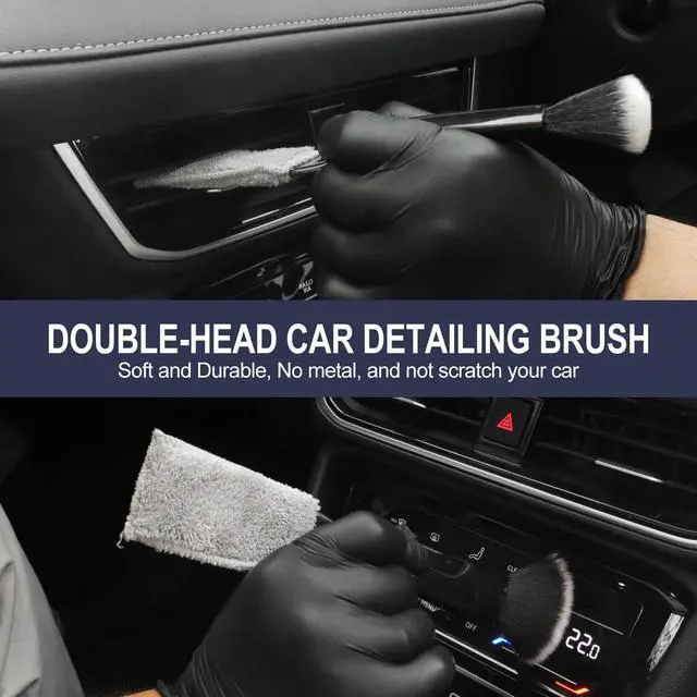 Alt view image 5 of 7 - 6PCS Car Detailing Brush Set, Boars Hair Car Detailing Brushes, Ultra Soft No Scratch Interior Detail Brush, Car Duster, Car Interior Detailing kit, Car Cleaning Supplies kit for Leather, Air Vents