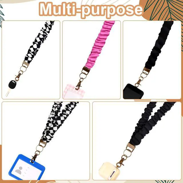 Alt view image 5 of 7 - 3 Pcs Scrunchie Lanyards for ID Badges Retractable Badge Holder with Clip-Stretchy Elastic Keychain ID Holder Scrunchie Lanyard for Women Work, Office, School, Hospital, Cruise, 3 Styles