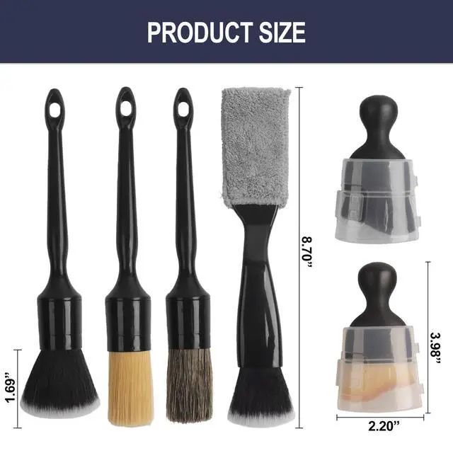 Alt view image 7 of 7 - 6PCS Car Detailing Brush Set, Boars Hair Car Detailing Brushes, Ultra Soft No Scratch Interior Detail Brush, Car Duster, Car Interior Detailing kit, Car Cleaning Supplies kit for Leather, Air Vents