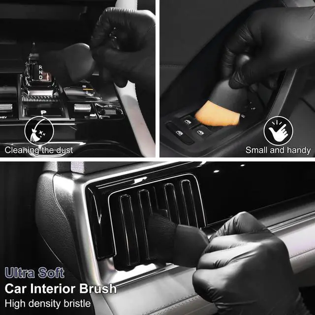 Alt view image 6 of 7 - 6PCS Car Detailing Brush Set, Boars Hair Car Detailing Brushes, Ultra Soft No Scratch Interior Detail Brush, Car Duster, Car Interior Detailing kit, Car Cleaning Supplies kit for Leather, Air Vents