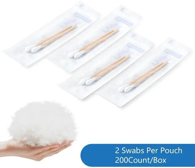 Alt view image 3 of 6 - Sterile Cotton Tipped Applicators 3", 200 Count Sterile Cotton Swabs