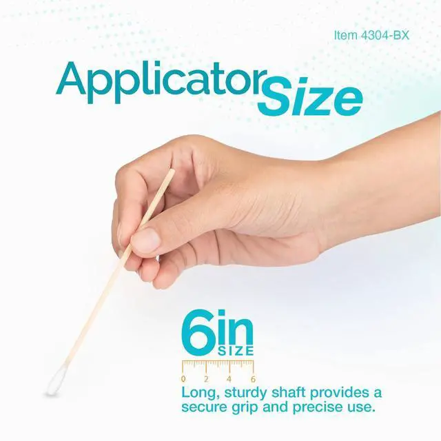 Alt view image 2 of 7 - 6-Inch Sterile Cotton Tipped Applicators - Single-Use Wooden Cotton Tip Applicators for Wound Care & Dressing, Hygiene, Makeup, Cleaning - 1 Box of 100 Pouches, 1 per Pouch