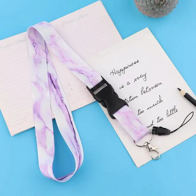 Alt view image 3 of 6 - Cool Purple Marble Lanyard with ID Badge Holder Detachable Cute Aesthetic School Keys Lanyard ID Holder for Women Teachers Girls