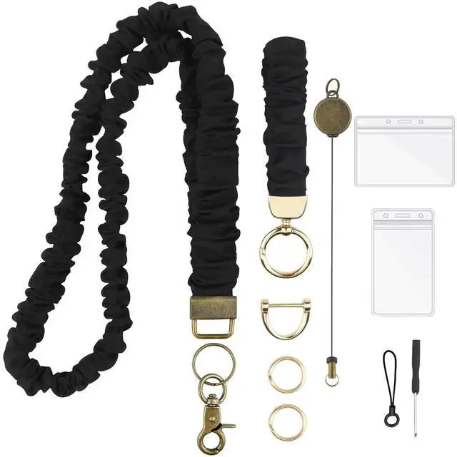Main image of 2 Pcs Cute Lanyard for Id Badges Keys Set Scrunchie Lanyard Teacher