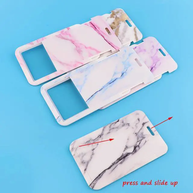Alt view image 4 of 6 - Cool Purple Marble Lanyard with ID Badge Holder Detachable Cute Aesthetic School Keys Lanyard ID Holder for Women Teachers Girls