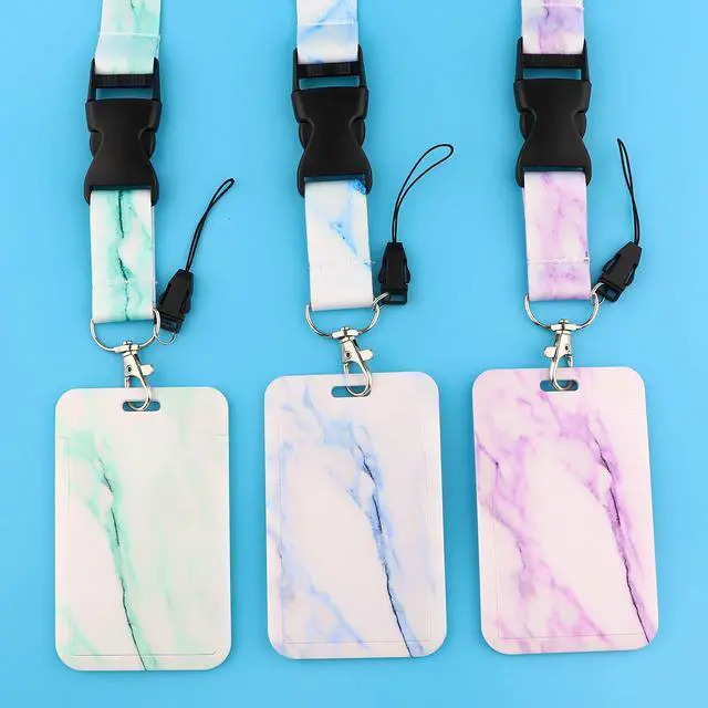 Alt view image 5 of 6 - Cool Purple Marble Lanyard with ID Badge Holder Detachable Cute Aesthetic School Keys Lanyard ID Holder for Women Teachers Girls