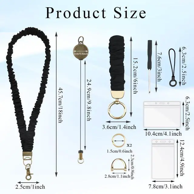 Alt view image 2 of 7 - 2 Pcs Cute Lanyard for Id Badges Keys Set Scrunchie Lanyard Teacher