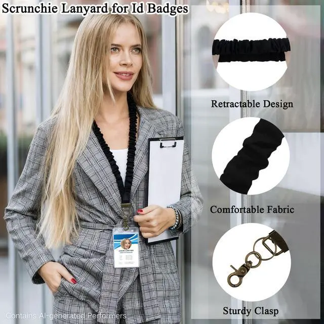 Alt view image 5 of 7 - 2 Pcs Cute Lanyard for Id Badges Keys Set Scrunchie Lanyard Teacher