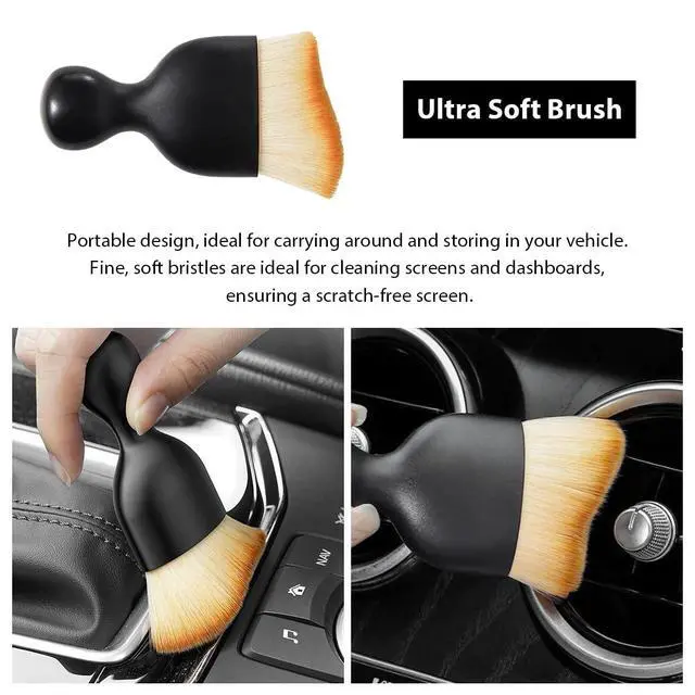 Alt view image 4 of 6 - 4 PCS Car Detailing Brush Set, Boars Bristle No Scratch Dusting Tool Cleaning Auto Interior or Exterior, Premium Brushes Cleaning Supplies for Dashboard Air Vent Seat Wheel