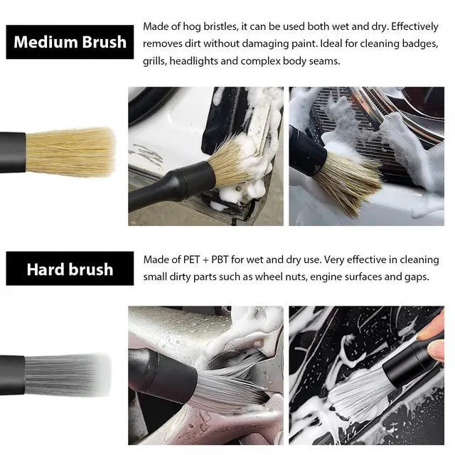 Alt view image 6 of 6 - 4 PCS Car Detailing Brush Set, Boars Bristle No Scratch Dusting Tool Cleaning Auto Interior or Exterior, Premium Brushes Cleaning Supplies for Dashboard Air Vent Seat Wheel