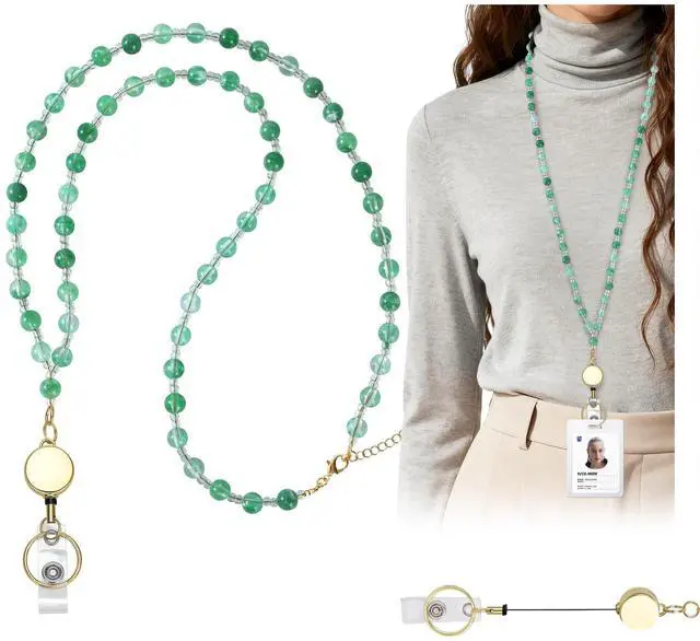 Main image of Retractable Lanyards for ID Badges Cute Beaded Teachers Lanyard