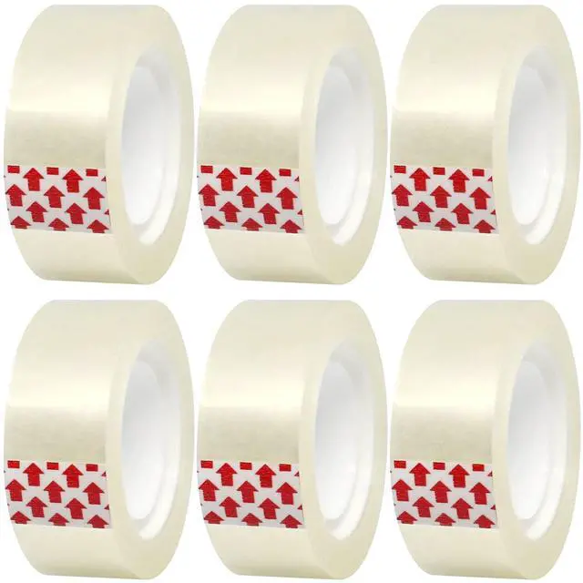 Main image of Transparent Tape Refills, 6 Rolls, 3/4 x 1000 Inches, 1 inch Core, Clear Desk Refillable Tape Dispenser Refill Rolls, Glossy Gift Wrapping Tape, Engineered for Home Office School Use
