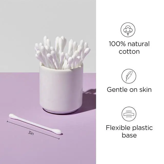Alt view image 2 of 6 - Cotton Swabs, 375 ct. 1-Pack - Super Soft for Sensitive Skin, Gentle on Face, Makeup and Beauty Applicator, Nail Polish Removal, 3 inches long for Beauty, Personal Care, Crafts