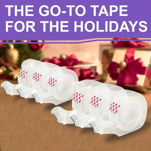 Alt view image 6 of 6 - Tape, Transparent Tape for Gift Wrapping, 6 Dispensered Rolls, Glossy Finish, Great for Holiday Wrapping Paper, Office&School Supplies, 3/4 x 650 Inches