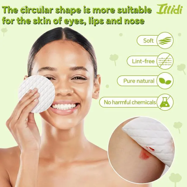 Alt view image 5 of 7 - Extra Large Cotton Rounds, 3.15 inches Diameter,(120 Count),100% Pure Cotton Pads, Soft and Lint-Free for Makeup Removal and Face Cleansing