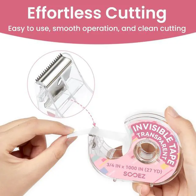 Alt view image 4 of 7 - Invisible Tape for Gift Wrapping, 3 Mega Rolls = 9 Regular, 3/4x 1000, 3 Rolls with 3 Tape Dispenser Engineered for Repairing, Clear Tape for Christmas Wrapping, Paper, Office&School Supplies