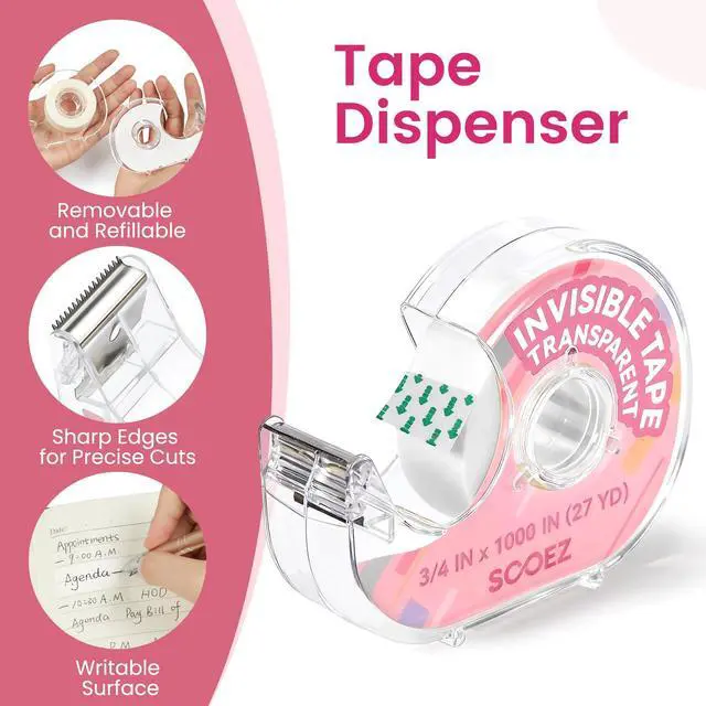 Alt view image 5 of 7 - Invisible Tape for Gift Wrapping, 3 Mega Rolls = 9 Regular, 3/4x 1000, 3 Rolls with 3 Tape Dispenser Engineered for Repairing, Clear Tape for Christmas Wrapping, Paper, Office&School Supplies