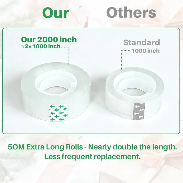 Alt view image 3 of 7 - 6 Transparent Tape Refills Rolls 3/4-Inch x 2000 Inches with Tape Dispenser