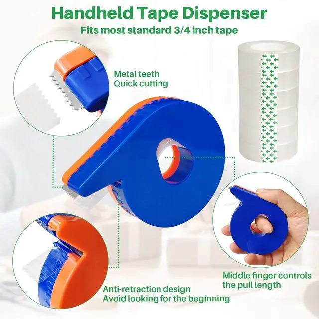 Alt view image 4 of 7 - 6 Transparent Tape Refills Rolls 3/4-Inch x 2000 Inches with Tape Dispenser