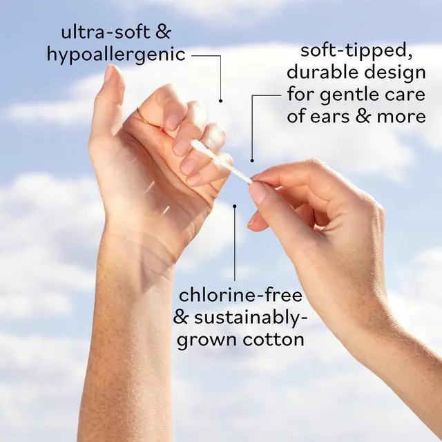 Alt view image 4 of 7 - - Organic Cotton Swabs, Ultra Soft Tips - Strong & Durable - Hypoallergenic - Chlorine Free - Sustainable - Natural, Vegan & Cruelty Free - Skin Care & Self Care w ebook