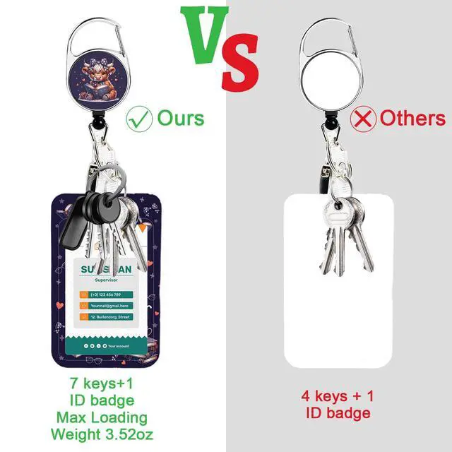 Alt view image 6 of 6 - Highland Cow Lanyards for Id Badges - Cosmisun Bow Cow ID Badge Holder with Lanyard Book Lover Badge Reel Retractable ID Holder Keychain Clip Card Protector for Students Women Teacher Office Gifts