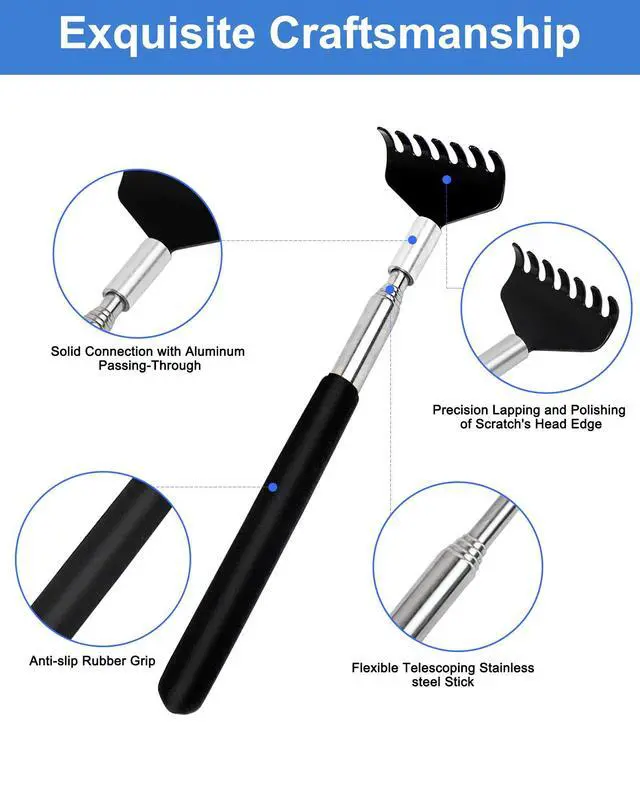 Alt view image 6 of 7 - Portable Extendable Back Scratcher, 2 Pack Metal Telescoping Backscratchers for Adults, Kids,Dogs Itch Scratcher with Beautiful Gifts Packaging