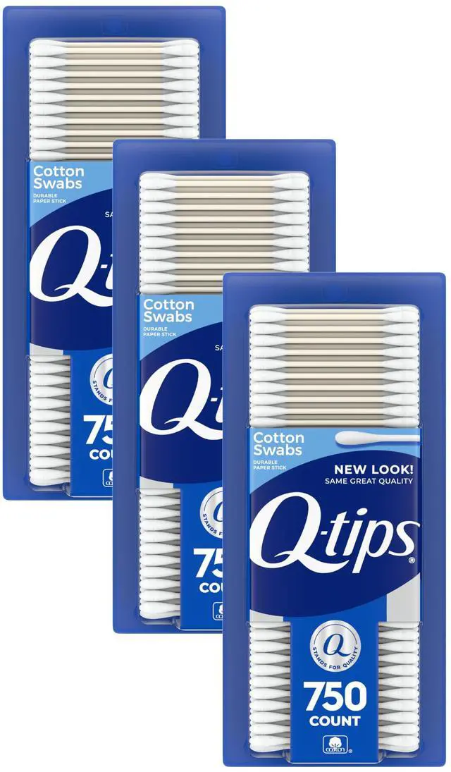 Main image of Cotton Swabs for Hygiene and Beauty Care Original Cotton Swab Made with 100% Cotton 750 Count (Pack of 3)