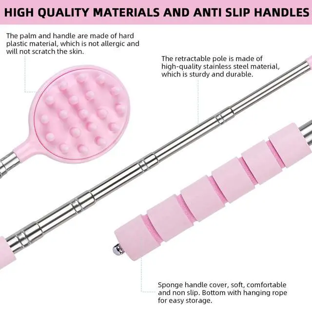 Alt view image 4 of 7 - Back Scratcher for Women, Extendable Pink Back Scratcher with Double Sided Head, Stocking Stuffers Mothers Day Gifts Christmas Birthday Gifts for Women Mom
